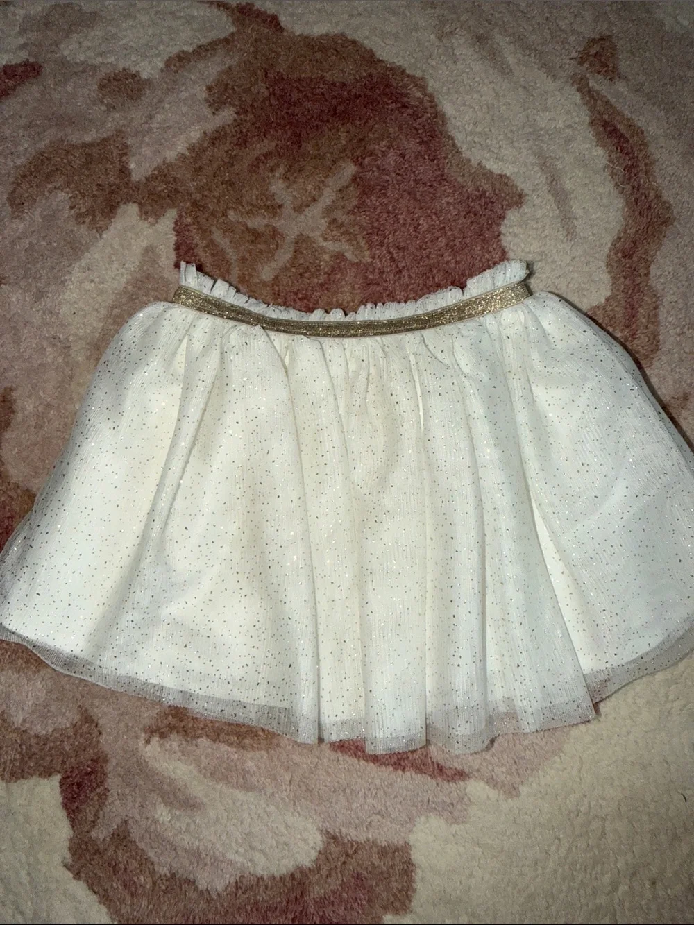 Cat & Jack White Glitter Tulle Skirt with Gold Waistband